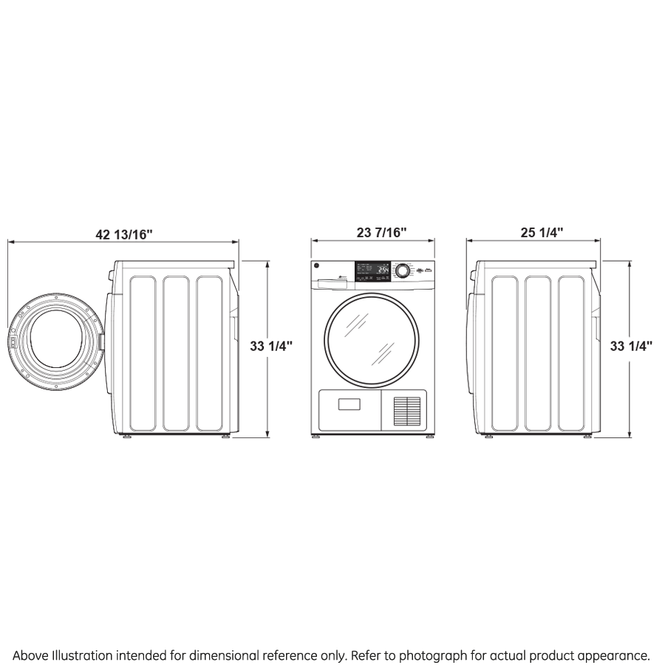 GFT14ESSMWW diagram of dryer dimensions