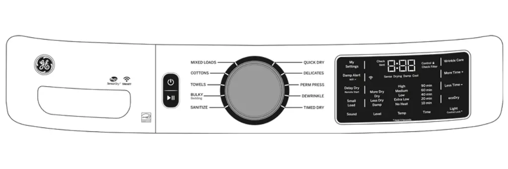 GFV55ESSNWW diagram of controls