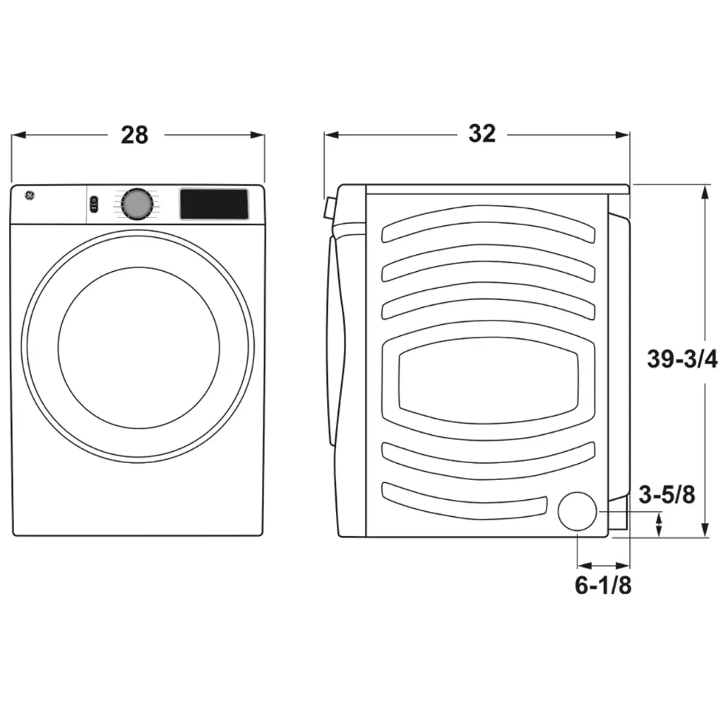 GFV55ESSNWW diagram of dimensions