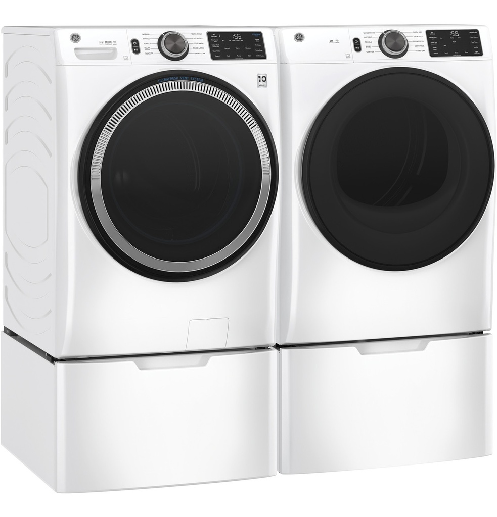 GFV55ESSNWW shown with washer on pedestal
