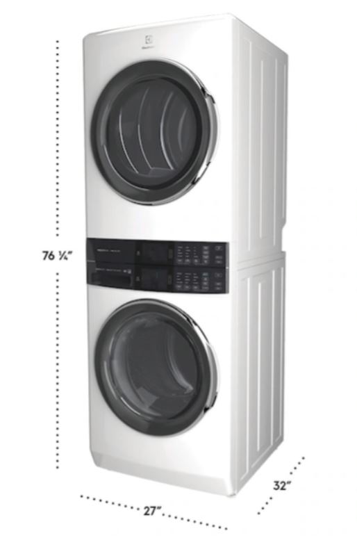 Electrolux ELTE7600A 600 Series 27 inch Laundry Tower Washer and Electric Dryer with SmartBoost, LuxCare Dry 