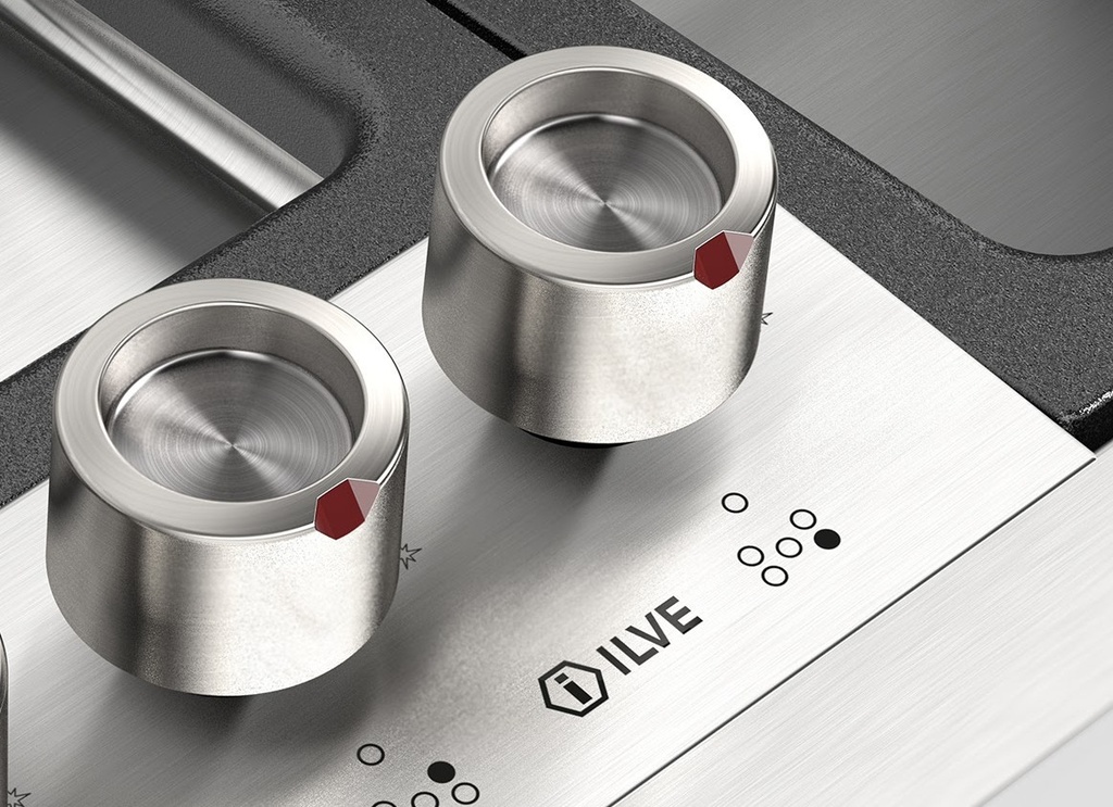 ILVE UHCPMT125SS angled view of knobs