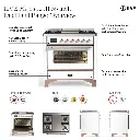 ILVE UM36F Majestic III 36 inch Dual Fuel Range with 6 Black Brass Burners and Griddle, Dual Function Burner up to 25,000 BTU