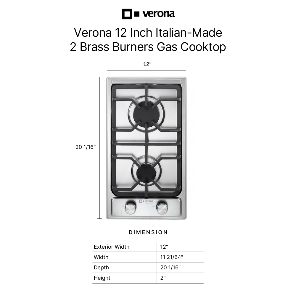 Verona VDGCT212FSS dimensions