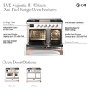 ILVE UMD40F Majestic III 40 inch Dual Fuel Range with 6 Burners and Griddle, Dual Function Burner up to 25,000 BTU