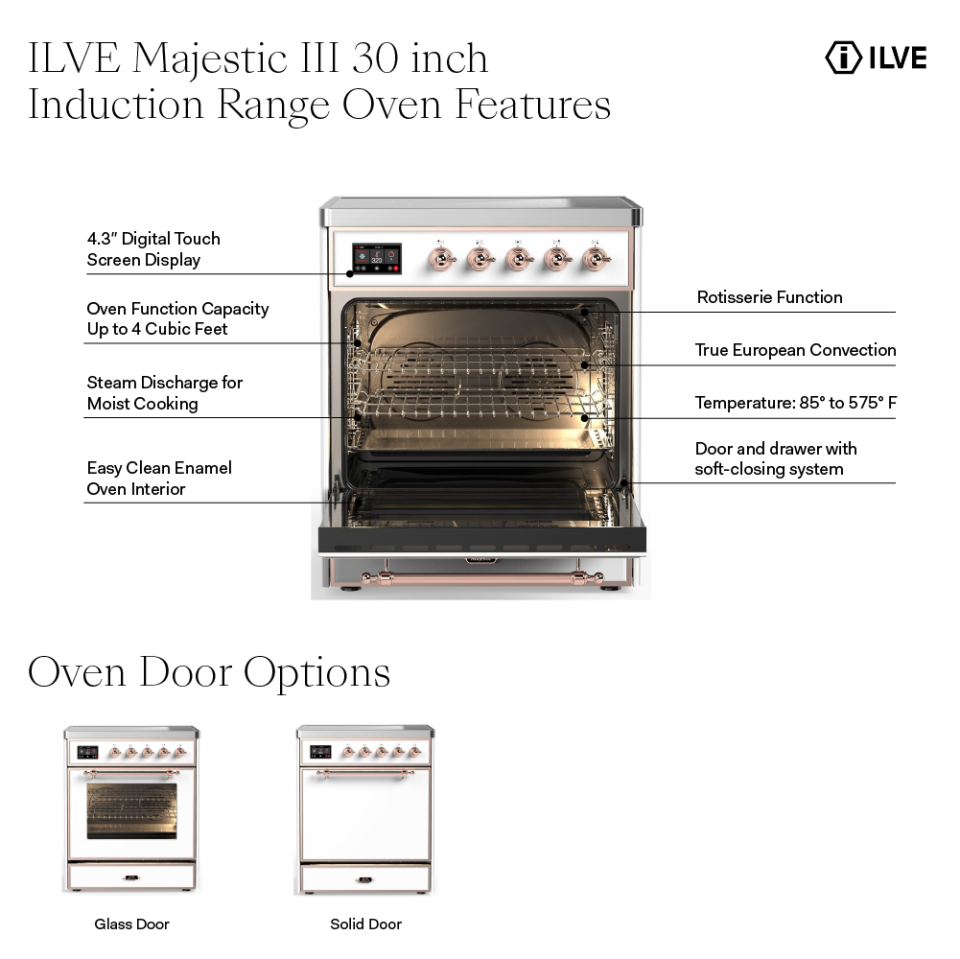 ILVE UMIB30N Majestic III 30 inch Induction Range with 4 Elements, 4 cu. ft. Oven Capacity