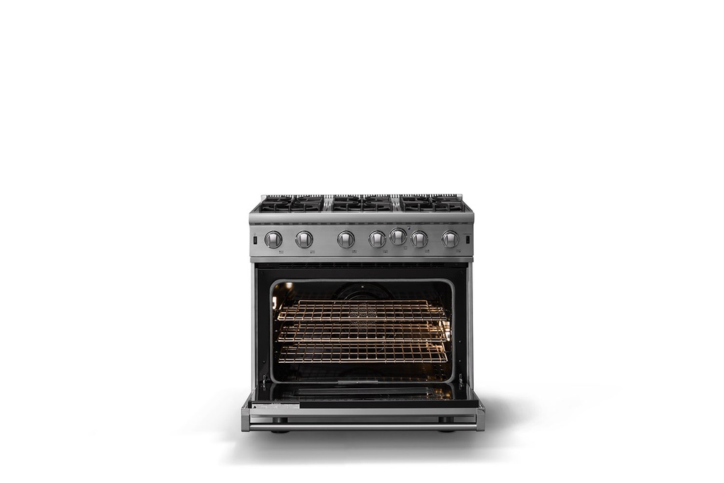 Viking VGIC53626B 5 Series 36 inch Freestanding Gas Range with 6 Open Burners, 5.1 cu. ft. Oven Capacity, VariSimmer, Gourmet-Glo Infrared Broiler