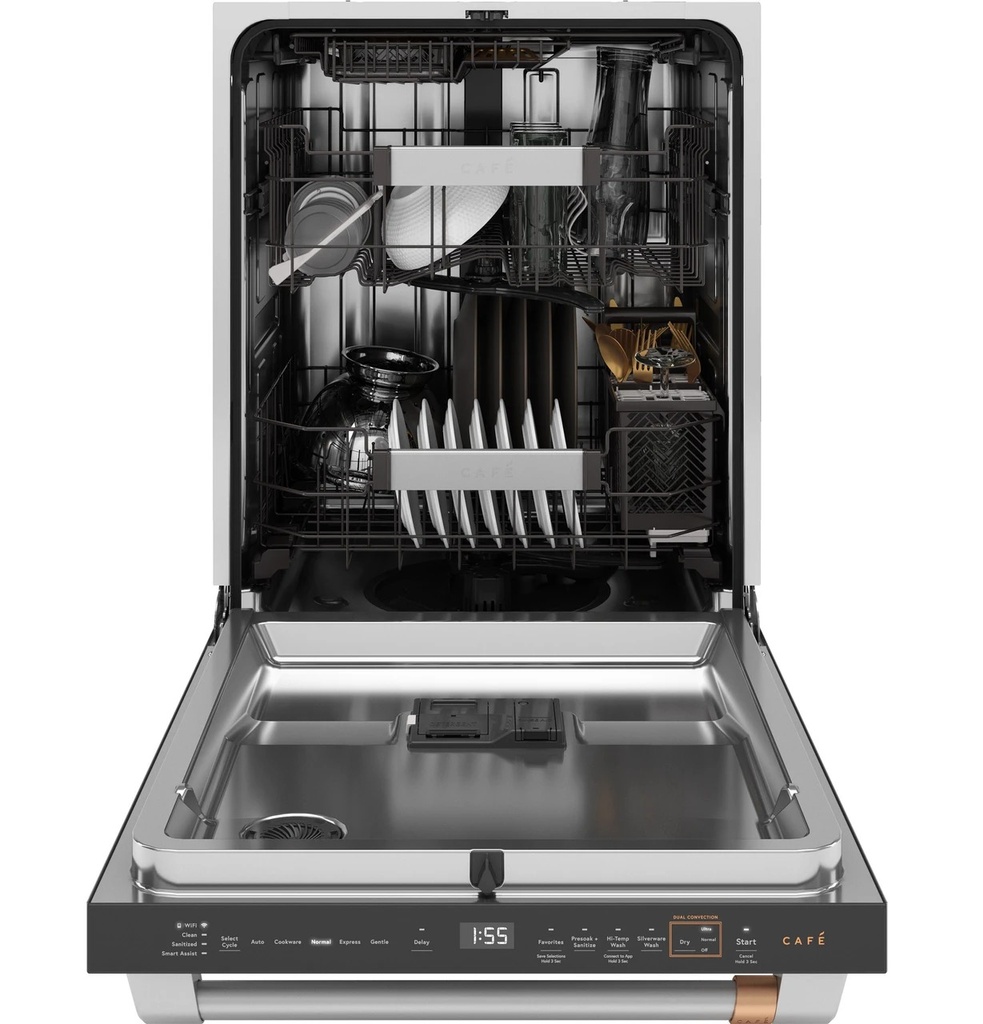 Cafe CDT888P2VS1 24 inch CustomFit Smart Fully Integrated Dishwasher with 16 Place Settings, ENERGY STAR Rated, Ultra Wash Top Rack and Dual Convection Ultra Dry, LED Lights, 39 dBA