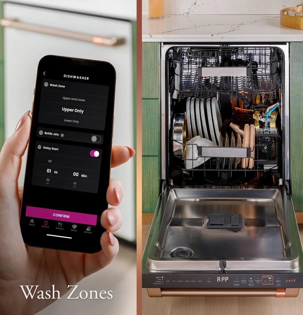 Cafe CDT888P2VS1 24 inch CustomFit Smart Fully Integrated Dishwasher with 16 Place Settings, ENERGY STAR Rated, Ultra Wash Top Rack and Dual Convection Ultra Dry, LED Lights, 39 dBA