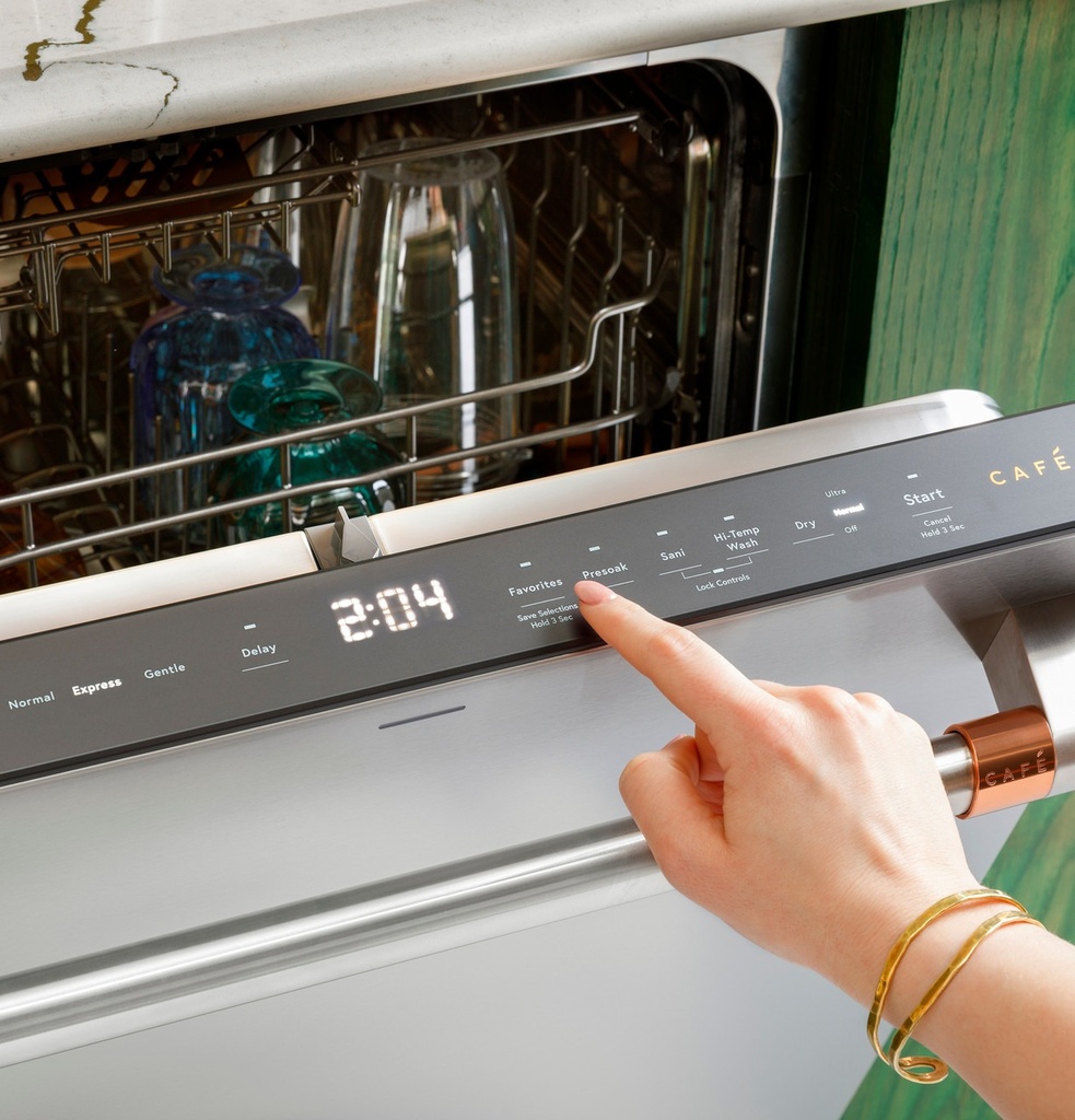 Cafe CDT888P2VS1 24 inch CustomFit Smart Fully Integrated Dishwasher with 16 Place Settings, ENERGY STAR Rated, Ultra Wash Top Rack and Dual Convection Ultra Dry, LED Lights, 39 dBA