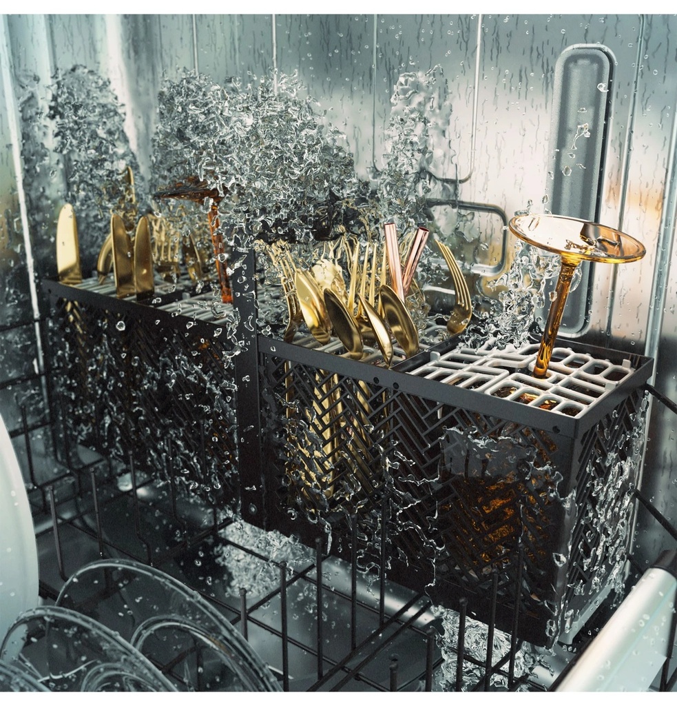 Cafe CDT888P2VS1 24 inch CustomFit Smart Fully Integrated Dishwasher with 16 Place Settings, ENERGY STAR Rated, Ultra Wash Top Rack and Dual Convection Ultra Dry, LED Lights, 39 dBA