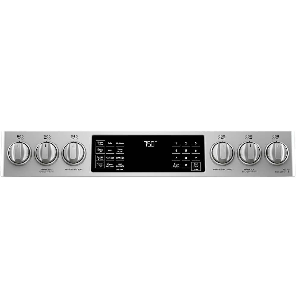 Cafe CGS750P 30 inch Smart Slide-In Gas Double Oven Convection Range with 6 Burners, 6.7 cu. ft. Total Capacity and No-Preheat Air Fry