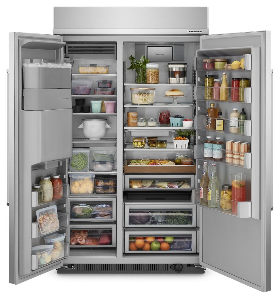 Kitchenaid-KBSD708MSS-fully stocked fridge interior