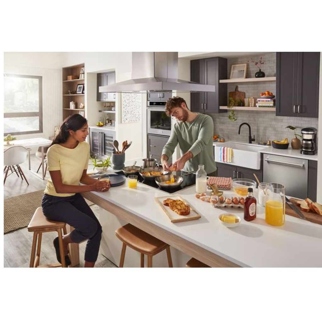 KitchenAid-KCIG550JSS-modern kitchen workspace with cooktop