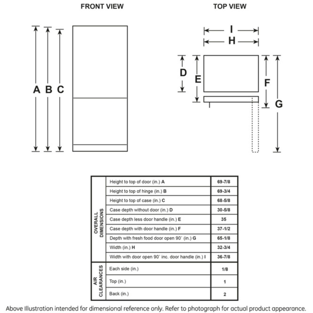 GDE25EYKFS dimensions diagram