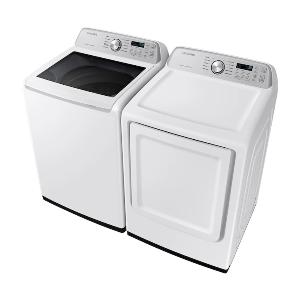 Samsung-DVE47CG3500W-tilted view with compatible washer
