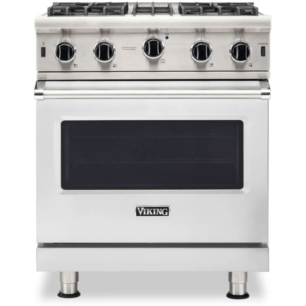 Viking VGIC53024B 5 Series 30 inch Freestanding Gas Range with 4 Open Burners, 4 cu. ft. Oven Capacity,  VariSimmer, Black Chrome Knobs, Gourmet-Glo Infrared Broiler