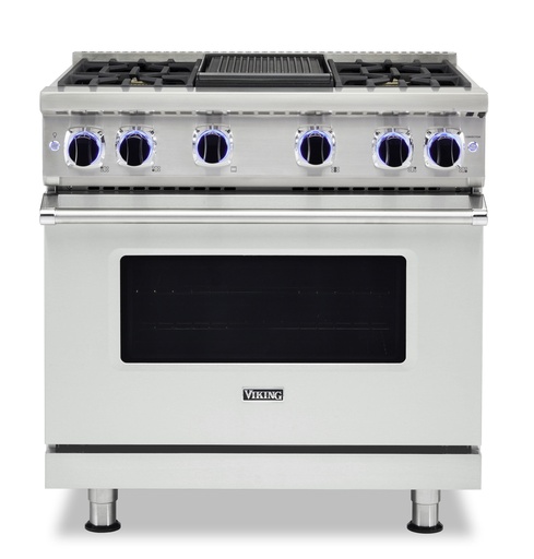 [VGR73624GSS] Viking VGR73624G 7 Series 36 inch Freestanding Gas Range with 4 Sealed Elevation Burners and Griddle, 5.1 cu. ft. Oven Capacity, Gourmet-Glo Gas Infrared Broiler  (Stainless Steel, Natural Gas)