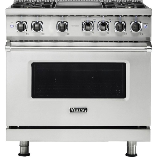 [VDR5364GSS] Viking VDR5364G 5 Series 36 inch Dual Fuel Range with 4 Sealed Burners and Griddle (Stainless Steel, Natural Gas)