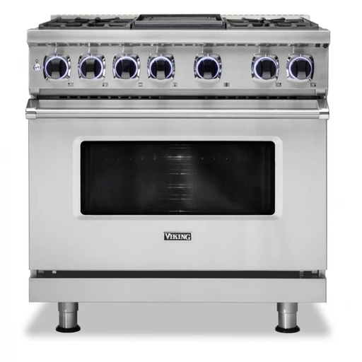 [VDR73624GSS] Viking VDR73624G 7 Series 36 inch Dual Fuel Range with 4 Sealed Elevation Burners and Griddle, 5.6 cu. ft. Oven Capacity, Gourmet-Glo Infrared Broiler (Stainless Steel, Natural Gas)