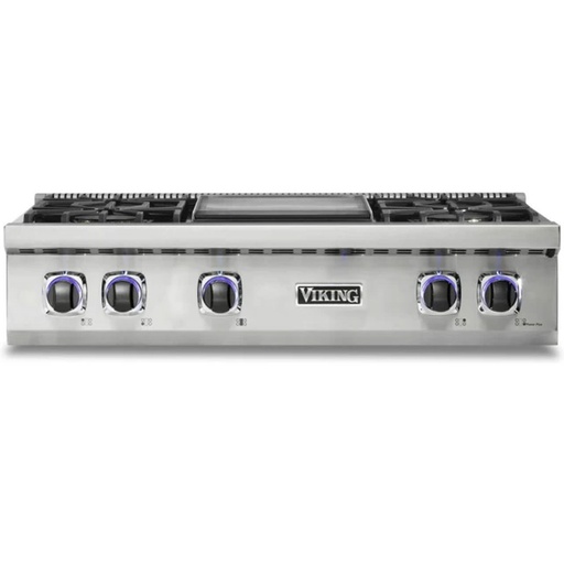 [VRT7364GSS] Viking VRT7364GSS 7 Series 36 inch Gas Rangetop with 4 Sealed Burners and Griddle (Natural Gas)
