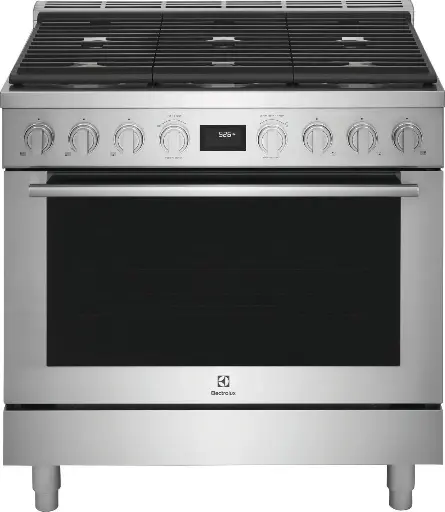 [ECFD3668AS] Electrolux ECFD3668AS 36 Inch Dual Fuel Range with 6 Burners, 4.4 cu. ft. Oven Capacity, True Convection, Continuous Cast Iron Grates, Temperature Probe in Stainless Steel