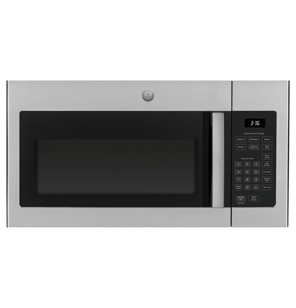 GE JVM3160 30 inch Over the Range Microwave with 300 CFM, 1.6 cu. ft. Capacity, 1000 Cooking Watts, 10 Power Levels