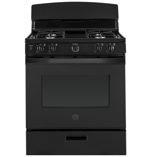 [JGBS30DEKBB] GE JGBS30DEK 30 inch Freestanding Gas Range with 4 Burners, 4.8 cu. ft. Oven Capacity, Broiler Drawer and Precise Simmer Burner  (Black)