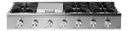 Thor Kitchen HRT4806U 48 inch Gas Rangetop with 6 Sealed Burners, Griddle, LED Lights, Automatic Electric Ignition, Continuous Grates, Pro-Style Knobs, in Stainless Steel