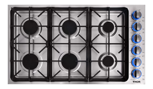 [TGC3601] Thor Kitchen TGC3601 36 inch Gas Cooktop with 6 Burners, Cooktop Control Type and Wok Ring, in Stainless Steel