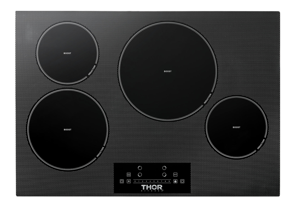 Thor Kitchen TIH30 30 inch Induction Cooktop with 4 Elements, Hot Surface Indicator Lights and Power Boost, in Black