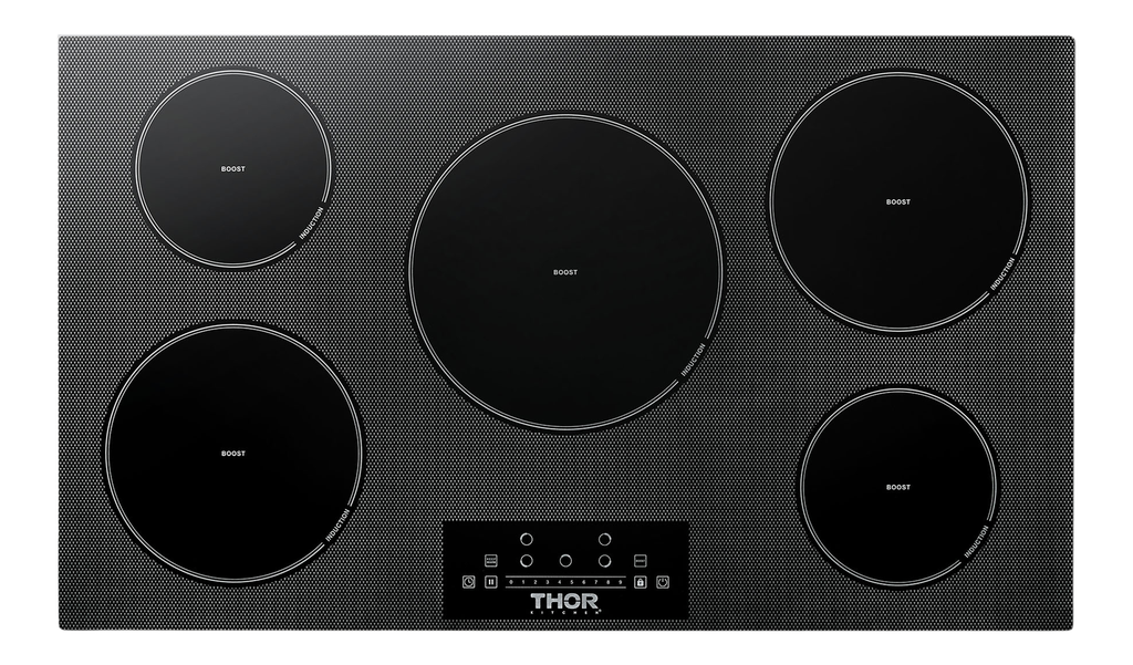 Thor Kitchen TIH36 36 inch Induction Cooktop with 5 Elements, Power Boost and 9 Power Levels, in Black