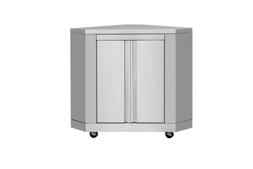 Thor Kitchen MK06SS304 31 Inch Pro Style Modular Outdoor Kitchen Corner Cabinet Module with Dual Doors, Wheels in Stainless Steel
