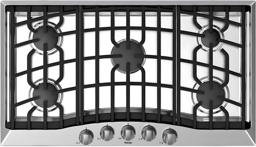 [RVGC33615BSS] Viking RVGC33615BSS 3 Series 36 inch Gas Cooktop with 5 Sealed Burners, Continuous Grates, in Stainless Steel (Natural Gas)