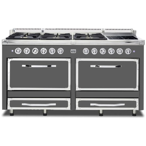 [TVDR6616IDG] Viking TVDR6616I Tuscany Series 66 inch Dual Fuel Range with 6 Sealed Burners and 2 Induction Elements, and 7.6 cu. ft. Oven Capacity (Damascus Grey)