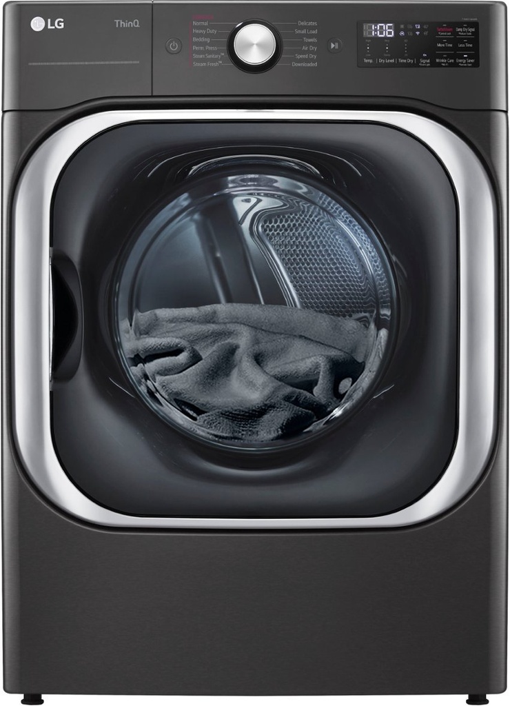 LG DLEX8900B 29 inch Front Load Electric Dryer with 9 cu. ft. Capacity, TurboSteam, Built-In Intelligence in Black Steel