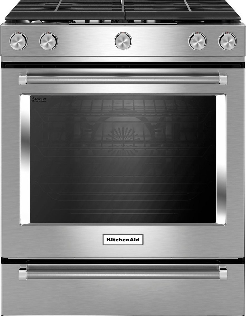 KitchenAid KSGG700E 30 inch Slide-In Gas Range with 5 Burners, 5.8 cu. ft. Oven Capacity, Even-Heat True Convection