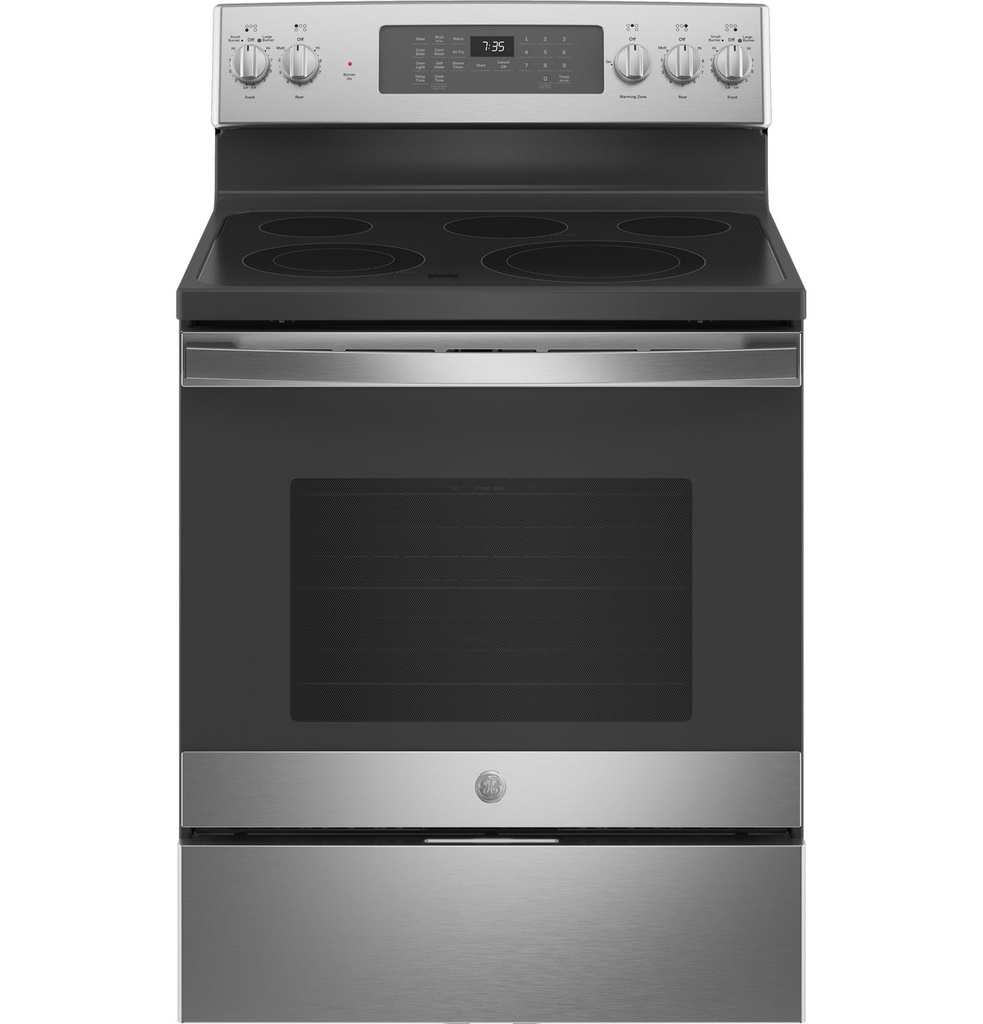 GE JB735SPSS 30 inch Freestanding Electric Range with 5 Elements, 5.3 cu. ft. Capacity, Convection, No Preheat Air Fry