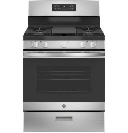 [JGBS66REKSS] GE JGBS66 30 inch Freestanding Gas Range with 5 Burners, 5 cu. ft. Capacity Oven, Steam Clean and Broiler Drawer (Stainless Steel)