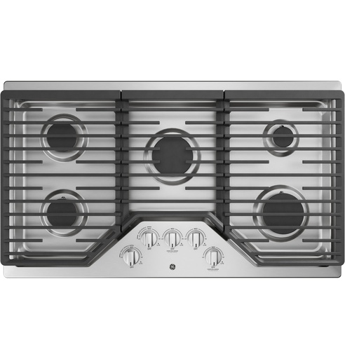 [JGP5036SLSS] GE JGP5036 36 inch Gas Cooktop with 5 Burners, Dishwasher-Safe Grates and MAX Burner System (Stainless Steel)