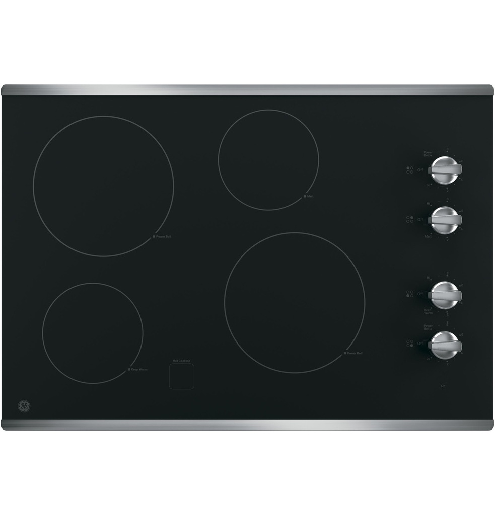GE JP3030 30 inch Electric Cooktop with 4 Elements, Keep Warm Setting, Melt Setting and Hot Surface Indicator Lights 