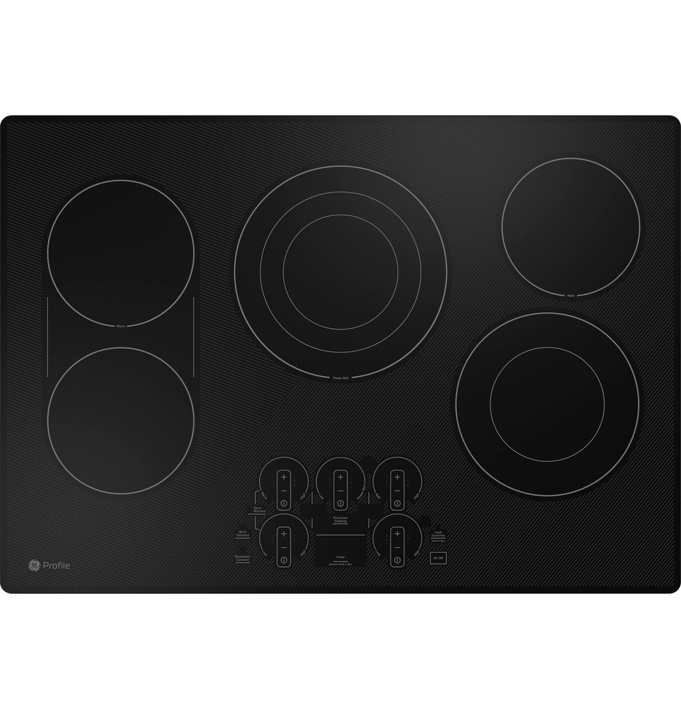GE Profile PEP9030DTBB 30 inch Smart Electric Cooktop with 5 Elements and Hot Surface Indicator Lights in Black
