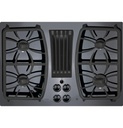 GE Profile PGP9830DRBB 30 inch Gas Cooktop with 4 Burners and Downdraft Exhaust in Black