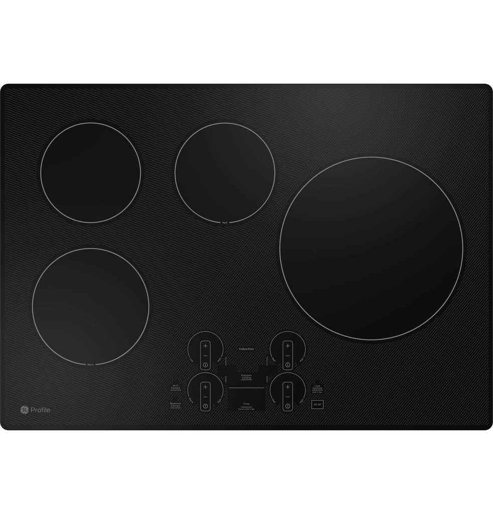GE Profile PHP7030DTBB 30 inch Smart Induction Cooktop with 4 Elements, Glide Touch Controls in Black
