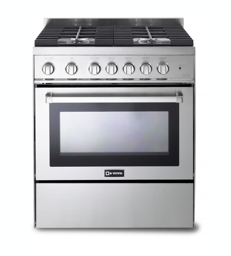 [VEFSGG304NSS] Verona VEFSGG304N 30 inch Freestanding Gas Range with 4 Sealed Burners, 3.6 cu. ft. Oven Capacity and Convection Oven (Stainless Steel)