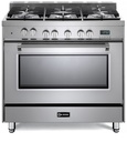 Verona VPFSGE365W 36 inch Prestige Freestanding Dual Fuel Range with 5 Sealed Burners, 4 cu. ft. Oven Capacity, European Convection in White