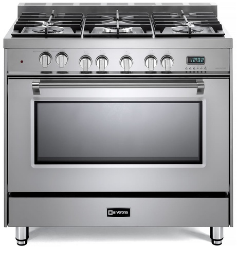 [VPFSGE365SS] Verona VPFSGE365W 36 inch Prestige Freestanding Dual Fuel Range with 5 Sealed Burners, 4 cu. ft. Oven Capacity, European Convection in White (Stainless Steel)