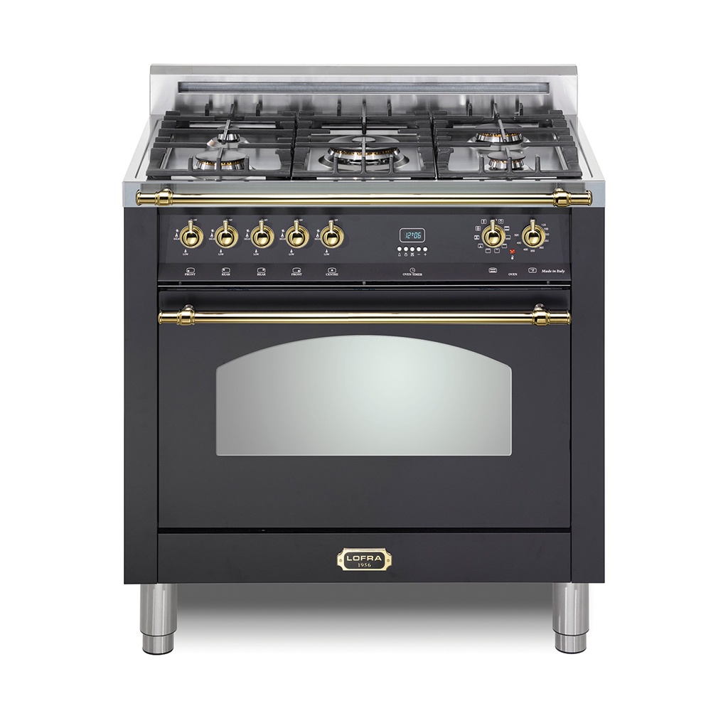 Lofra G500 36 inch Dolcevita Series Freestanding Dual Fuel Range with 5 Sealed Brass Burners, 3 cu. ft. Oven Capacity, True European Convection
