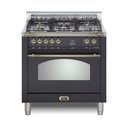 Lofra G500 36 inch Dolcevita Series Freestanding Dual Fuel Range with 5 Sealed Brass Burners, 3 cu. ft. Oven Capacity, True European Convection