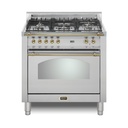 Lofra G500 36 inch Dolcevita Series Freestanding Dual Fuel Range with 5 Sealed Brass Burners, 3 cu. ft. Oven Capacity, True European Convection
